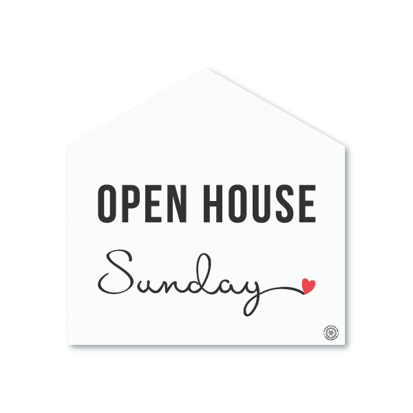 Open House Sunday - Cursive White (House Shaped)